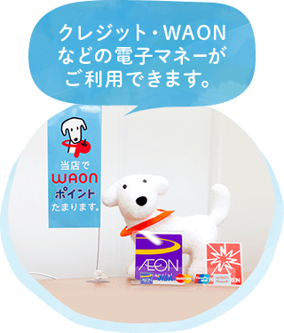 クレジットカード、WAONなどの電子マネーが利用できます。